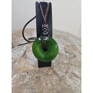 jade necklace Absolutely. Beautiful. With leather Strap